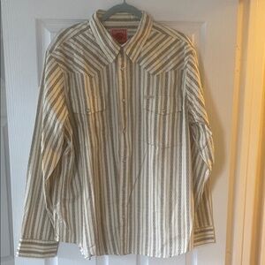Sendero Men's Beige Striped Pearl Snap Shirt